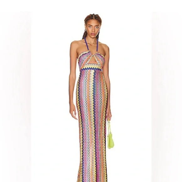 Alexis Vedette Sunrise Knit Multicolor Zigzag Maxi Dress - Picture 4 of 4